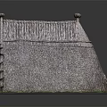 Traditional Thatch Roof Wooden Hut With Conical Structure And Grass Base