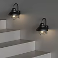 Black Metal Wall Sconces With Warm Light For Modern Staircase Decor 3d model