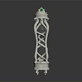 Silver Hourglass with Green Gemstone Top and Intricate Decorative Stand Design