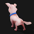 Cute Pink 3D Cartoon Dog With Blue Collar Yellow Bell Happy Expression