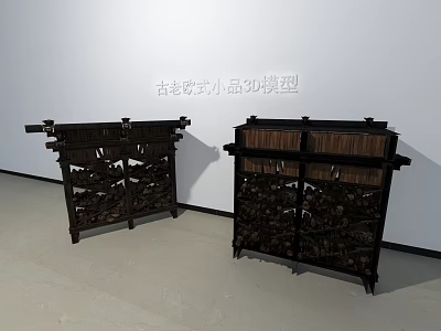 Vintage European Style Storage Cabinets With Carved Wooden Details And Antique Design 3d model