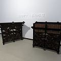 Vintage European Style Storage Cabinets With Carved Wooden Details And Antique Design