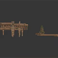 Ancient Architecture 3D Model with Multiple Roofs Columns and Wooden Structure