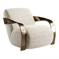 Stylish Modern Single Chair With Light Fabric Upholstery And Metallic Armrests