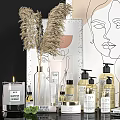 Modern Daily Washing Products Display With Luxury Bottles And Aromatherapy Decor