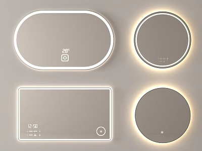 Smart LED Illuminated Mirrors in Oval Round Rectangular Shapes with Touch Control and Digital 3d model
