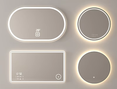 Smart LED Illuminated Mirrors in Oval Round Rectangular Shapes with Touch Control and Digital 3d model