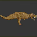 Pixel Art T Rex Dinosaur Character 3D Model With Orange Yellow Block Texture 3d model