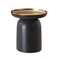 Modern Gold And Black Coffee Tables With Cylindrical Base And Round Tray Top