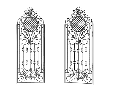 Ornate Wrought Iron Gates With Intricate Scrollwork And Classic Decorative Patterns 3d model
