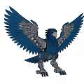 Blue Eagle Metal Sculpture With Spread Wings And Intricate Mechanical Details