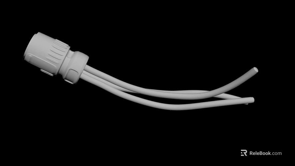 White Electrical Power Plug With Flexible White Wires Isolated On Black Background 3d model 