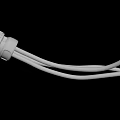 White Electrical Power Plug With Flexible White Wires Isolated On Black Background 3d model