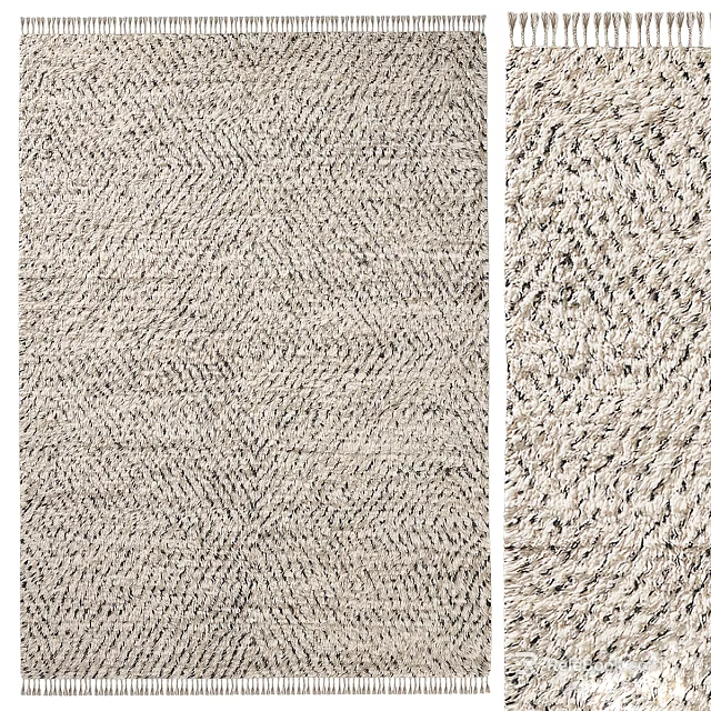 Neutral Toned Square Rug With Woven Textured Design 3d model 