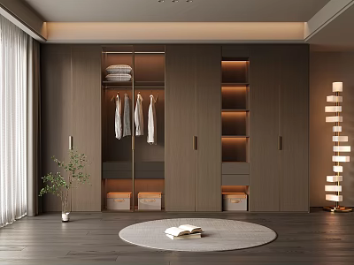 Modern Wardrobe Interior Design With Sliding Doors Hanging Rails And Storage Shelves 3d model