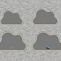 Four Cloud Shaped Mirrors Hanging On Gray Wall For Home Decoration