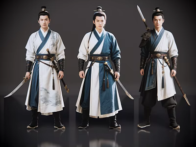 2D ancient costume character ancient fast catching ancient costume ancient chivalrous man yamen official difference ancient costume man 3d model