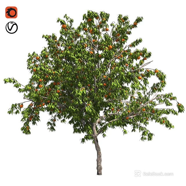Garden Ornament Decorative Tree With Orange Fruits And Green Leaves For Outdoor Garden Decoration 3d model 