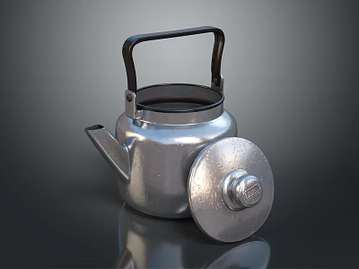 Silver Electric Kettle with Black Handle and Removable Lid for Daily Use 3d model
