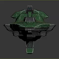 Green And Yellow Streamlined Mechanical Model With Modular Structure And Detailed Metallic Surface