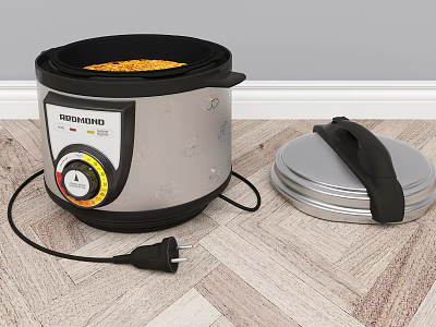 Redmond Electric Rice Cooker With Control Knob And Lid For Modern Kitchen Use 3d model