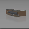 Single Story Brick Building With Blue Roof White Units Front Awning And Entrance Hardware Sign