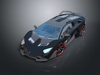 Black Modern Sports Car With Sleek Aerodynamic Body And Red Alloy Wheels 3d model