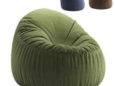 Cozy Green Bean Bag Chair With Blue Brown Options For Living Room 3d model