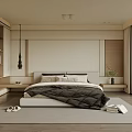 Minimalist Modern Bedroom Interior Design With Natural Light Wooden Headboard And Greenery View