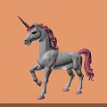 White Unicorn Toy With Pink Mane And Tail On Orange Background