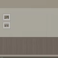 Modern Bed Background Wall Design With Framed Photos Wooden Texture And LED Lighting