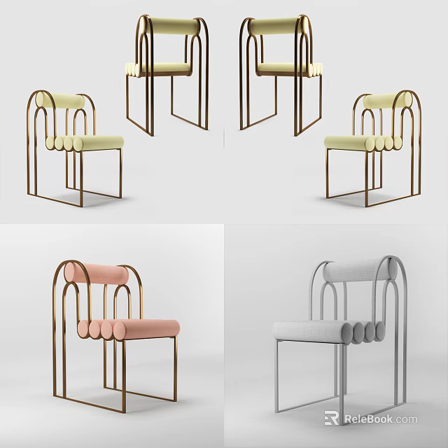 Modern Accent Chair With Curved Backrest Metal Frame And Upholstered Seat In Multiple Colors 3d model 