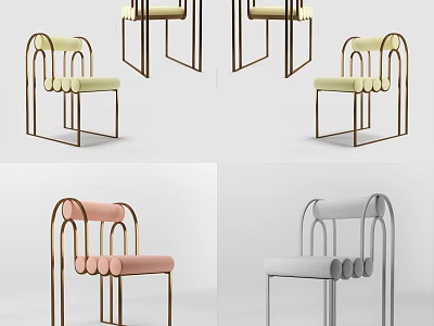 Modern Accent Chair With Curved Backrest Metal Frame And Upholstered Seat In Multiple Colors 3d model