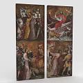 Religious Themed Figure Paintings Featuring Historical Characters In Ancient Costumes And Multiple Scenes