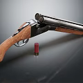 Vintage Pistol With Wooden Grip And Metal Barrel Next To Red Bullet