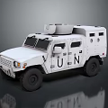 White Armored Functional Vehicle With UN Logos And Protective Structure 3d model