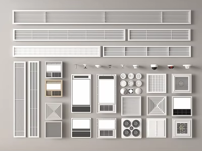 Various Air Conditioner Vents With Different Design Styles Shapes And Sizes 3d model