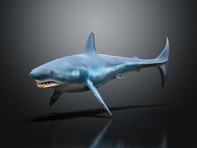 Realistic Blue Shark 3D Rendered With Open Mouth And Lifelike Swimming Pose 3d model