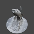 Game and Movie Character Metal Fish Statue In Leaping Pose With Square Textured Base