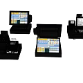 Modern Retail POS Computer Systems With Touch Screen Cash Registers And Receipt Printers 3d model