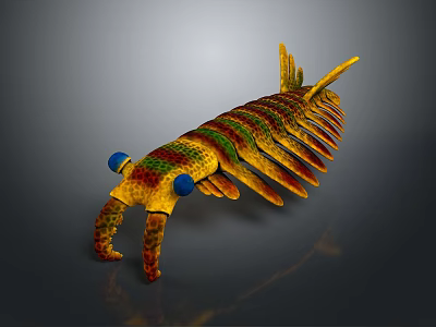 Vibrant Striped Centipede 3D Model With Segmented Body Multiple Legs And Blue Eyes 3d model