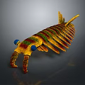 Vibrant Striped Centipede 3D Model With Segmented Body Multiple Legs And Blue Eyes