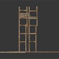 Wooden Scaffolding Structure With Platform And Ladder For Construction Use