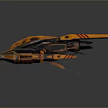 Futuristic Orange And Green Spaceship With Sleek Design And Glowing Accents