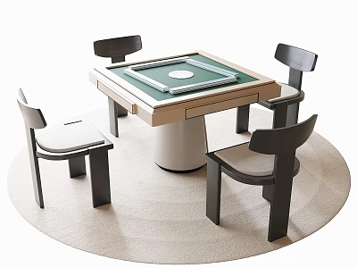 Modern Square Table and Chairs Set with Wooden Frame Upholstered Seats and Green Playing Surface 3d model