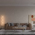 Soft Warm Cream Living Dining Room With Cozy Leather Sofa And Natural Wood Interior Design