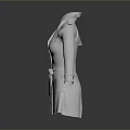 White Trench Coat With Long Sleeves Lapel Collar And Waist Belt 3D Model Fashion Design