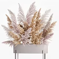 Elegant Bonsai Planter With Feathery Brown Pink Plants On Metal Stand
