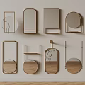 Various Decorative Mirrors In Different Shapes And Designs On Minimalist Wall