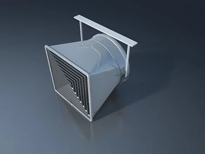 Gray Metal Swing Door With Grille And Top Bracket For Industrial Applications 3d model